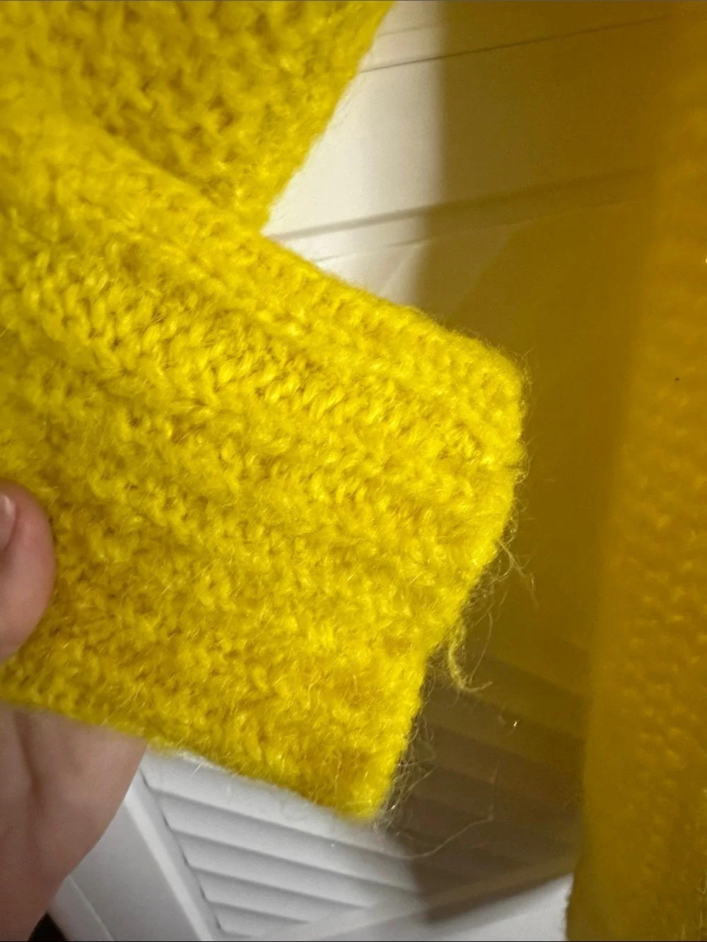 Anthropologie Yellow Open-Knit Diamond Crewneck Sweater